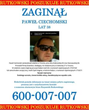 [VIDEO] Rutkowski poszukuje zaginionego 38-latka o nazwisku Paweł Ciechomski. Wiózł 1 mln 130 tys. złotych by oddać firmie Kartex i zniknął wraz z rodziną!
