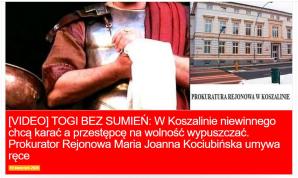 [VIDEO] Prokuratura Krajowa zwrócila się o informacje dot. 3 postępowań toczących się w Prokuraturze Rejonowej w Koszalinie pod kierownictwem Marii Kociubińskiej! Dotyczących m.in. namawiania do fałszywego oskarżenia Krzysztofa Rutkowskiego!