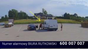 [VIDEO] RUTKOWSKI W AKCJI: Śmiała  kradzież 43 tys. Euro z kabiny busa na stacji paliw w Pniewach woj. mazowieckie. Wszystko nagrały kamery