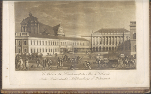 Konserwacja kamiennych rzeźb lwów przed dziedzińcem Pałacu Prezydenckiego