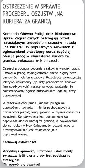 [VIDEO] Postulat Biura RUTKOWSKI oraz Telewizja.Patriot24.net spełniony! Policja wraz z Ministerstwem Spraw Zagranicznych uruchomili kampanię przestrzegającą przed oszustwami „na kuriera” tych, którzy chcą sobie dorobić w Niemczech! (PL/DE)